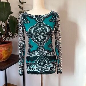 Ornate Vintage Mesh Rhinestone Top
